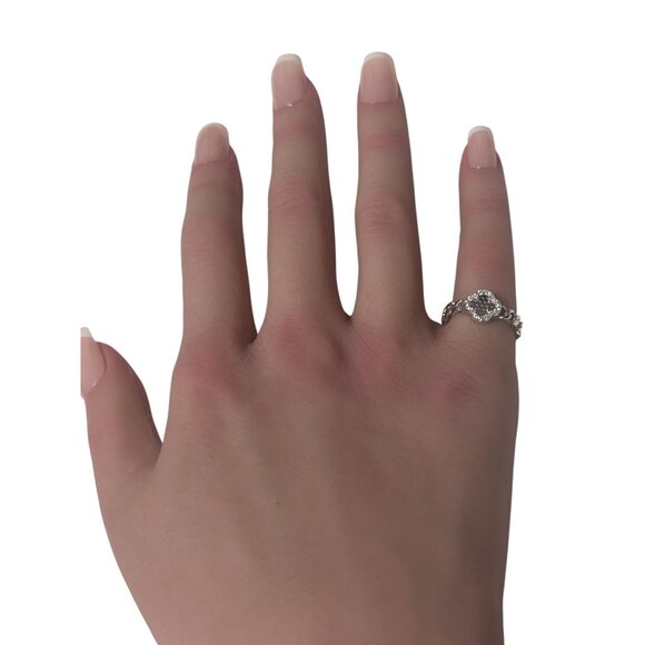 925 Sterling Silver Ring Flower Infinity Clear CZ Stones Size 5 - Picture 6 of 6